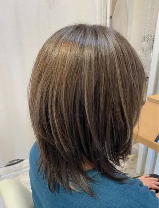 ミディアム カラー ブリーチなしWカラー /酸性ストレート河本のヘアスタイル