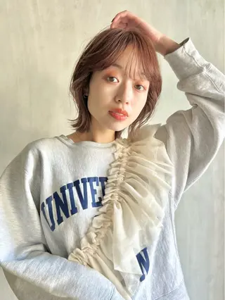 ミディアム メンズパーマ/ ハイトーン/古川晴輝のヘアスタイル