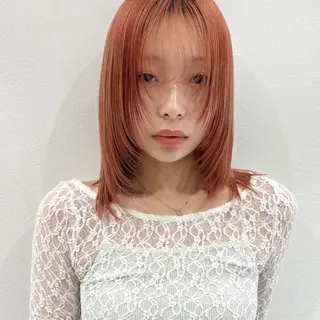 ミディアム カラー 🍊暖色×顔周り 🍊cocoroのヘアスタイル