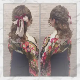 セミロング ヘアアレンジ ヘアセット/着付け 𓇼 松本 夏美𓇼のヘアスタイル