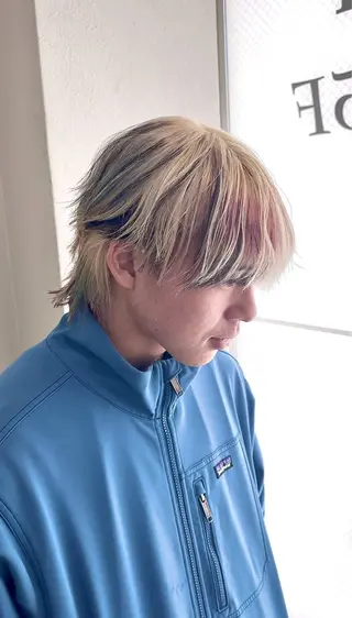 カラー ヘアアレンジ メンズ メンズウルフ🐺♡ ブリーチ♡ヘアメ🎀のヘアスタイル