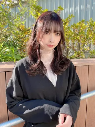 ミディアム カラー ヘアアレンジ 顔周りカット/髪質改 善/新宿/畑中稔里のヘアスタイル