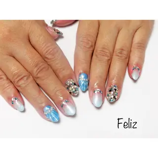 ネイル 痛ネイル/ワンホン/ フィルイン/長さだしのネイルデザイン