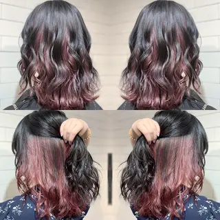 ミディアム カラー ヘアアレンジ 髪質改善×ハイトーン 中田啄也のヘアスタイル