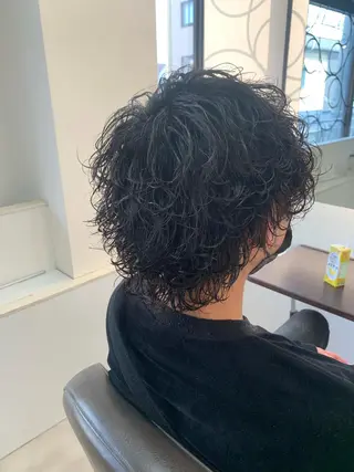 ミディアム メンズ メンズパーマ/難波/ 心斎橋　室園亮佑のヘアスタイル