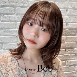 ミディアム カラー ヘアアレンジ 🌱ボブ/レイヤー/ ベージュ/あやみ✨のヘアスタイル