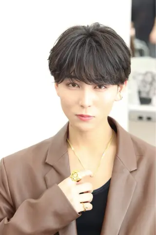 ミディアム パーマ メンズ シースルーマッシュ/ メンズ/KYOHEIのヘアスタイル