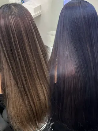 ミディアム カラー ハイトーン/ 髪質改善/上質艶髪のヘアスタイル