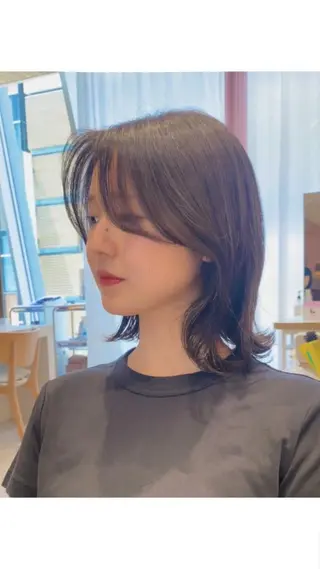 ミディアム カラー パーマ ヘアアレンジ 小野寺瑞希 /最小顔カットのヘアスタイル