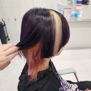 ミディアム カラー 推しアニメカラー🌈 ツヤ透明感カラー🦄のヘアスタイル