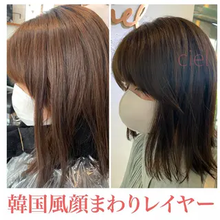 ミディアム カラー 藤間 帆乃夏（とうまほのかのヘアスタイル