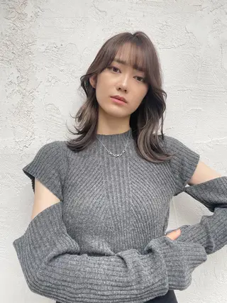 ミディアム カラー 顔周りカット× 髪質改善【リョウ】のヘアスタイル