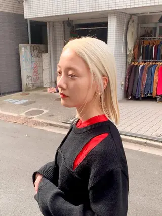 ミディアム ハイトーンNo.1✨ パーマ✨イマイタツヤのヘアスタイル