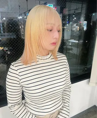 ミディアム カラー ハイトーン/レイヤー /ケアブリーチ石川治のヘアスタイル