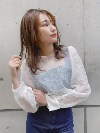 セミロング カラー Lolonois梅田 スタッフのヘアスタイル