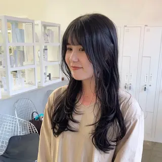 ロング クロスパーマ× 透明感カラー✂︎のヘアスタイル
