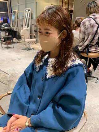 ミディアム ハイトーン/顔まわり レイヤー/YUKAのヘアスタイル