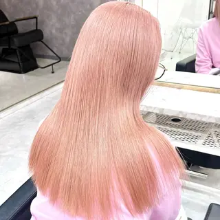 ロング カラー パーマ ヘアアレンジ メンズ キッズ ハイトーン/ピンク 💗モモ໒꒱のヘアスタイル