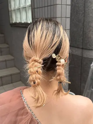 セミロング ヘアアレンジ 暗髪🥣アレンジ🎀 FACE。らんのヘアスタイル