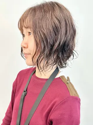 ショート パーマ とうい/くせ毛/ ショート/丸みボブのヘアスタイル
