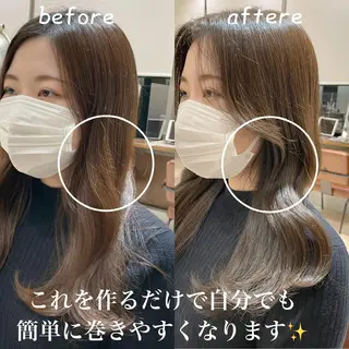 セミロング カラー 本格韓国ヘア🇰🇷 【uni】キューさんのヘアスタイル