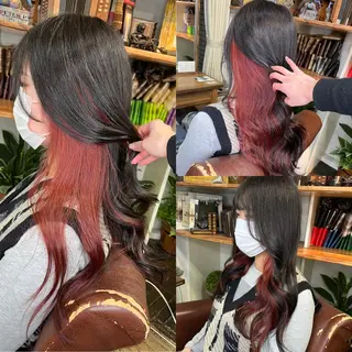 ロング カラー モモカ/ハイトーン /バレイヤージュのヘアスタイル