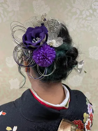 セミロング ヘアアレンジ 徳留 もも花のヘアスタイル