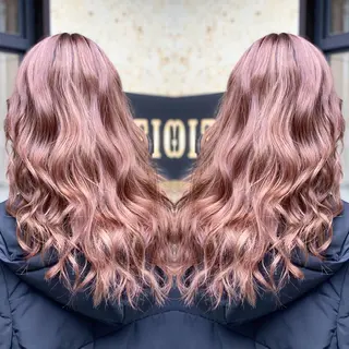 セミロング カラー ヘアアレンジ 髪質改善×ハイトーン 中田啄也のヘアスタイル