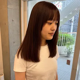 セミロング casane所属・暖色・前髪カット 🎗️佐藤ゆみこのヘアスタイル