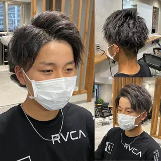 ミディアム メンズ R/🤎 パーマ&ブリーチ🔥のヘアスタイル