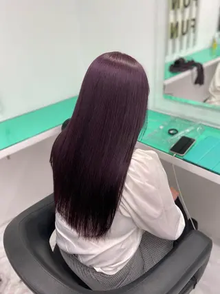 ロング ワインレッド 🍒KAHOのヘアスタイル