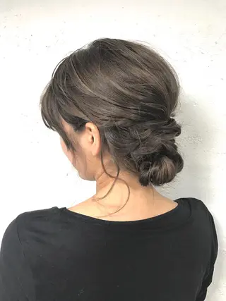 セミロング カラー ヘアアレンジ 韓国ヘア✨グレージュ カラーasamiのヘアスタイル