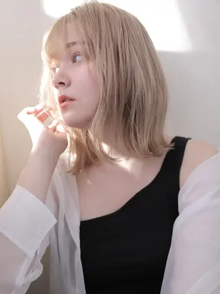 ミディアム ボブ🍊暖色カラー 浅草【Bob美容師】のヘアスタイル
