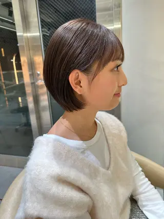 ショート カラー ボブ/巻ける縮毛矯正 /韓国レイヤーはなのヘアスタイル