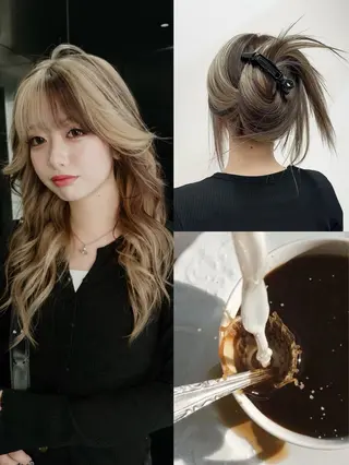 セミロング カラー naito/ブリーチ /エクステ/縮毛のヘアスタイル