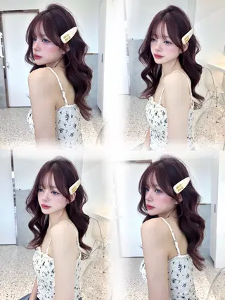 ミディアム rina／ベージュ ワンホン/韓国ヘアのヘアスタイル