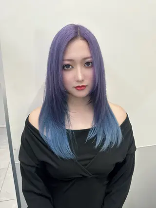 セミロング カラー 韓国ヘア特化💍 tiam💍ブリーチのヘアスタイル