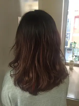 セミロング カラー パーマ ヘアアレンジ 新宿/髪質改善/ 美髪矯正✨浅江通友のヘアスタイル