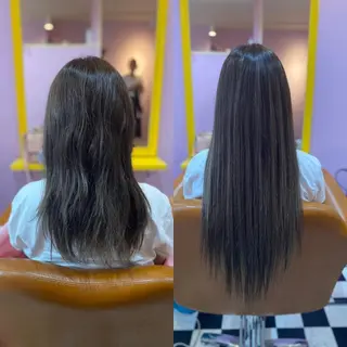 ロング カラー ヘアアレンジ チビ編み込みエクステ シールEXどぅ〜すのヘアスタイル