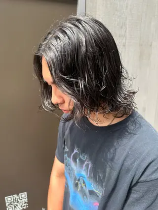 ミディアム パーマ メンズ 艶カラー/縮毛矯正/ ブリーチカラー/みなのヘアスタイル