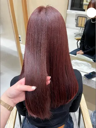 セミロング カラー ヘアアレンジ 🥀暖色韓国ヘア💕 保科侑花のヘアスタイル