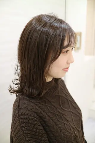 セミロング カラー 斉藤 貴也のヘアスタイル