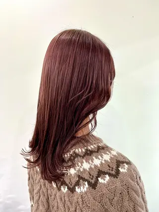 ミディアム カラー パーマ 新宿/小顔レイヤー/ 顔まわり/西慶太朗のヘアスタイル