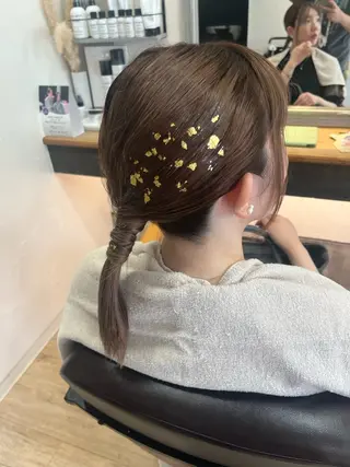 ヘアアレンジ ハラちゃんカット✂︎ 透明感🩵ケアカラーのヘアスタイル