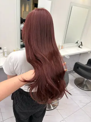 カラー ベージュ／ピンク【く すみカラー】レイヤーのヘアスタイル