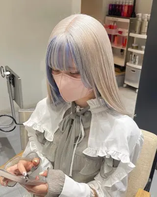 ロング カラー ハイトーン/メンズ/ デザイン/梅田/ミユのヘアスタイル