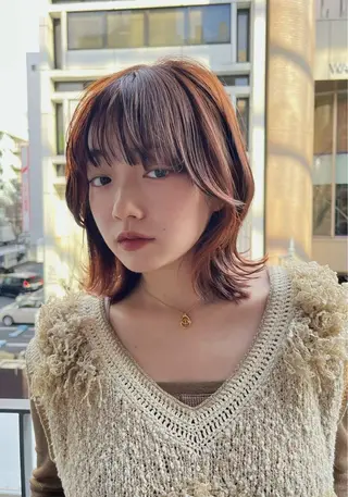 カラー レイヤー/暖色カラー /パーマ/落合 歩夢のヘアスタイル