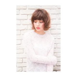 ショート カラー パーマ アオガミ （前髪顔周りカット）のヘアスタイル