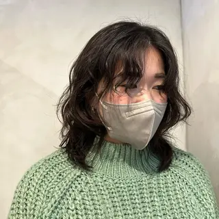 ミディアム パーマ Aust hair Stella新宿所属・Yuki☺︎パーマ レイヤーカットウルフのヘアスタイル
