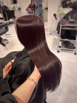 ロング カラー ワインレッド🍒ラベ ンダーKiyokaのヘアスタイル